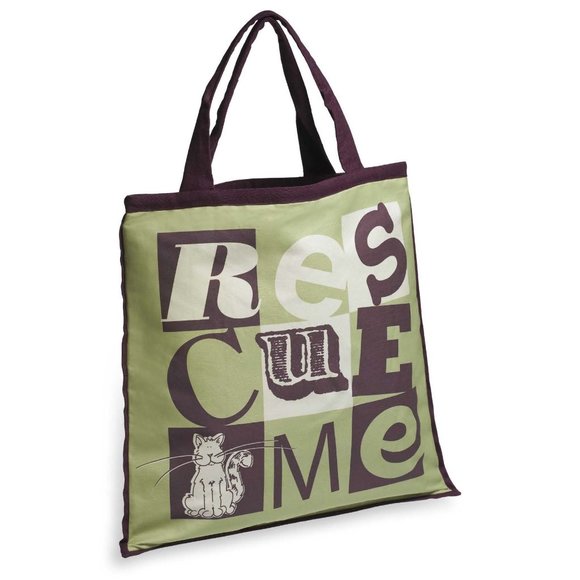 Rescue Me Cat Lover Tote Bag Hand Crafted NEW with Tags - Picture 1 of 2
